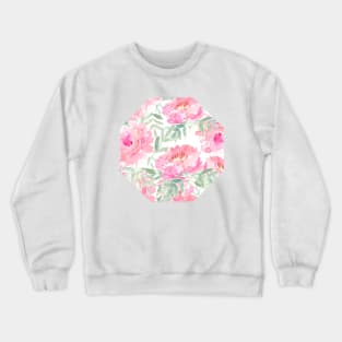 Watercolor Peonies with greenery | Pattern | Art Crewneck Sweatshirt